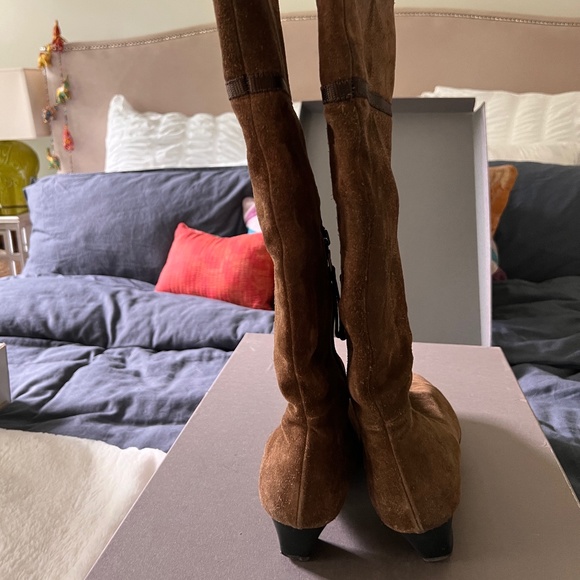 Prada Suede Square-Toe Boots - Picture 4 of 12